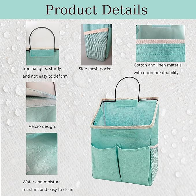 2pcs Wall Hanging Storage Bag, Wall Hanging Organizer Bags with Pockets, Green