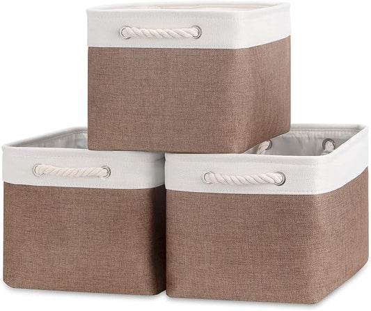Bidtakay Baskets Fabric Storage Bins for Shelves [3-Pack] Decorative Storage