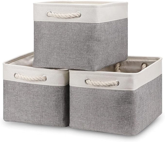 Bidtakay Baskets Set of 3 Storage Baskets for Organizing Large Fabric Storage