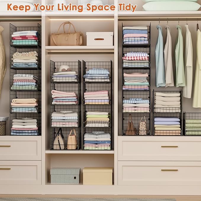 5-Tier Stackable Closet Storage Baskets, Closet Organizers and Storage Shelves