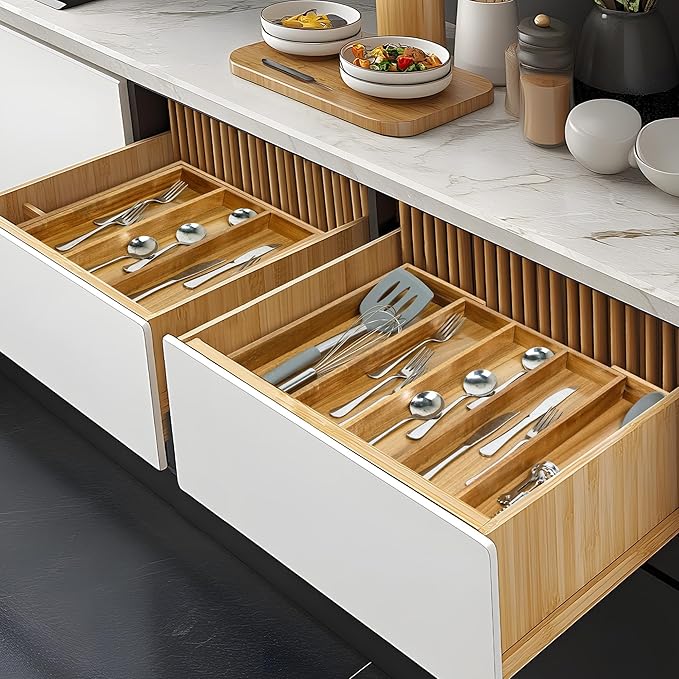 Acacia Kitchen Silverware Organizer