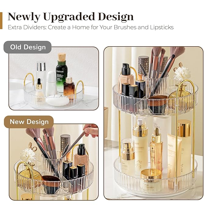 360 Rotating Makeup Organizer for Vanity, White