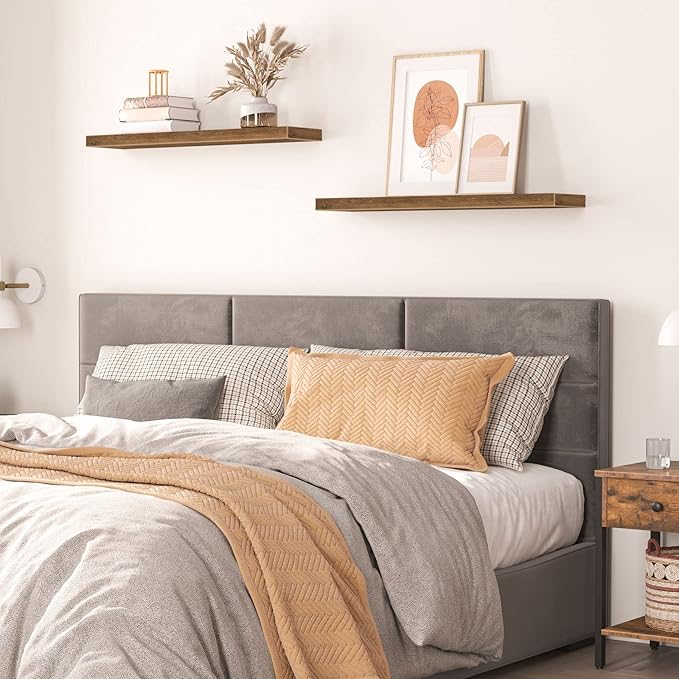 Floating Shelves for Wall, Wall Mounted Shelf Set of 2, Rustic Brown BF80BJP201
