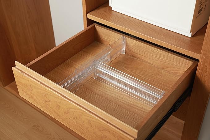 6 Pack Adjustable Drawer Dividers(11.34-19.88") 3.15" Expandable Clear Drawer