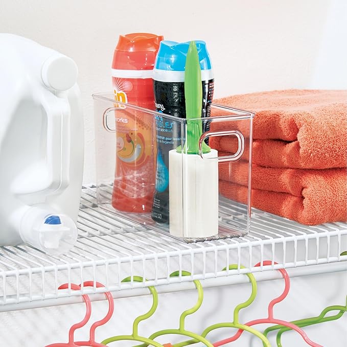 iDesign Slim Clear Plastic Storage Bin, Tall Narrow Organizer for Kitchen, Fridge, Freezer, or Pantry