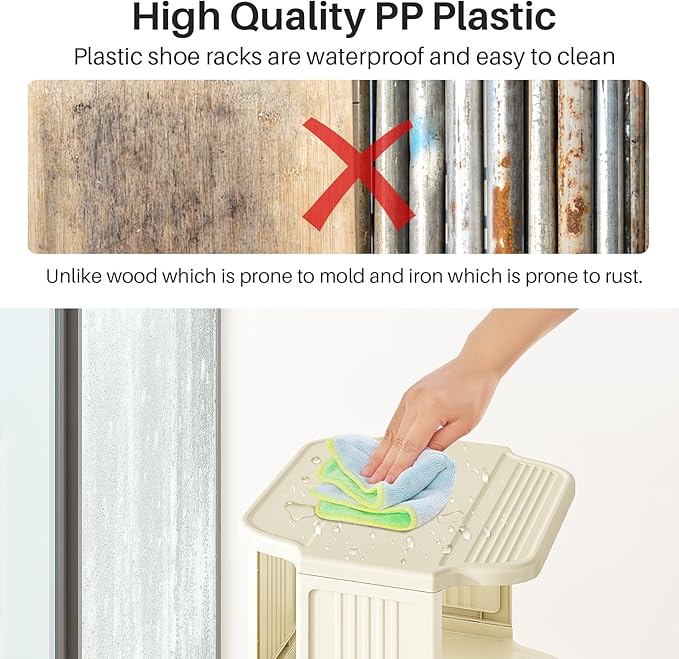 Kitstorack Vertical Shoe Rack: 5 Tiers Stackable Shoe Rack for Closet DIY Free Standing Shoe Organizer Small Shoe Shelf for Small Spaces and Narrow Spaces Plastic, White