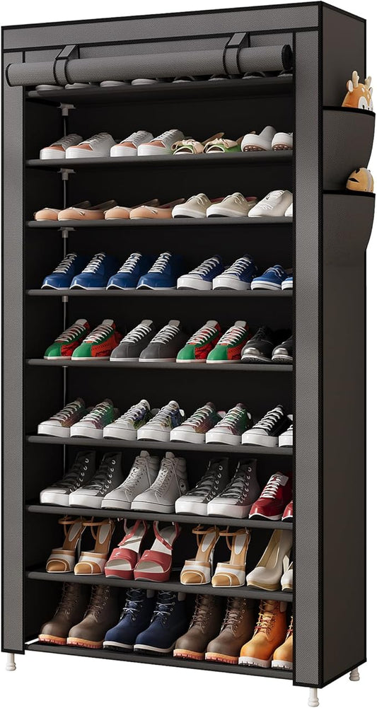 9-Tier Vertical Shoe Rack Organizer, Space Saving Shoe Storage Organizer, Grey