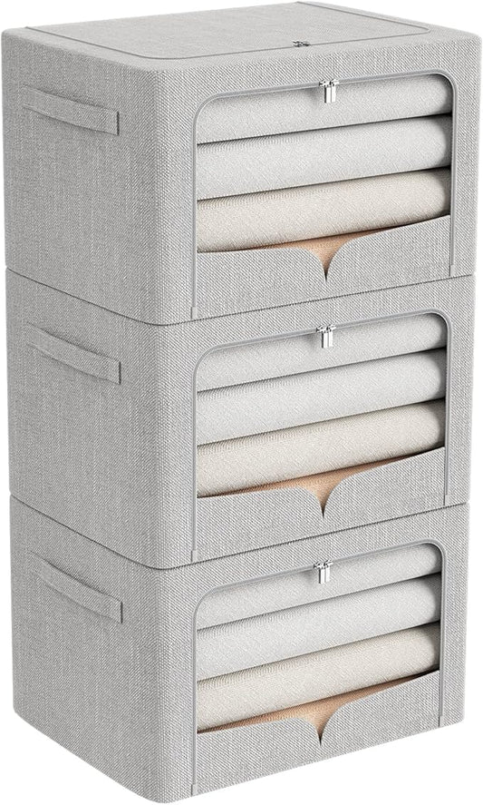 3 Pack Clothes Storage Bins, 15.7x11.8x7.8inch(22L))