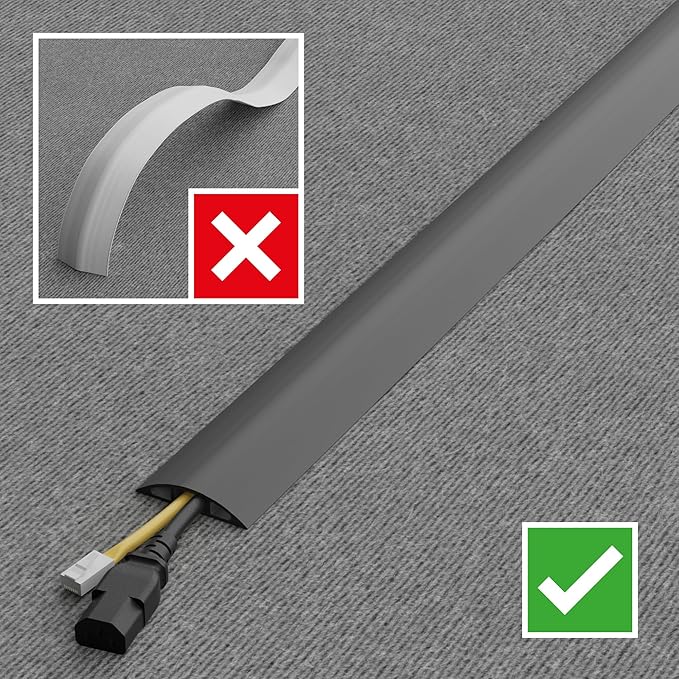 D-Line 6ft Floor Cord Cover, Cable Channel, Protect Cords, Prevent Trips