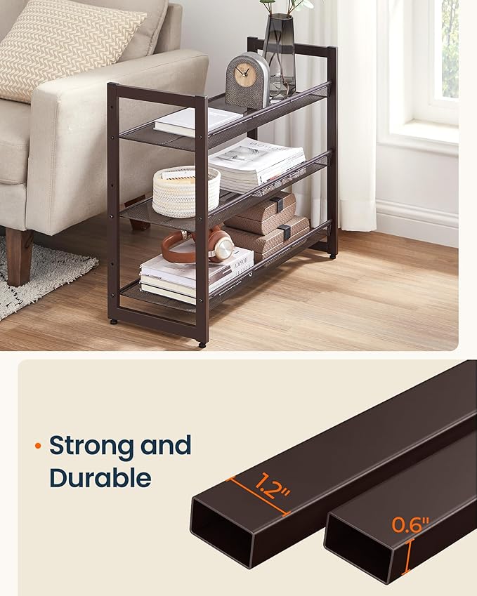 HOME 3-Tier Stackable Shoe Rack, Metal Shoe Organizer for Closet, Entryway
