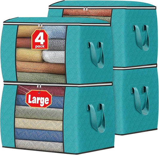 Fab totes 24 Gallons Clothes Storage, 4 Pack,Green