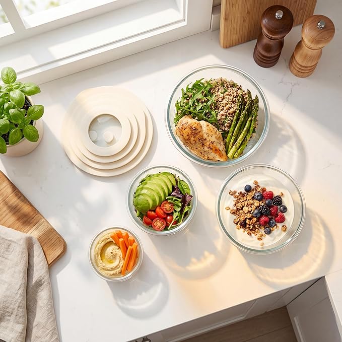Urban Green Glass Food Container Set with Glass Lid, 4 Pack