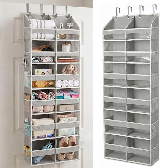 THEORY UPGRADED 6 Tiers Over The Door Organizer Hanging, Light Gray, XL