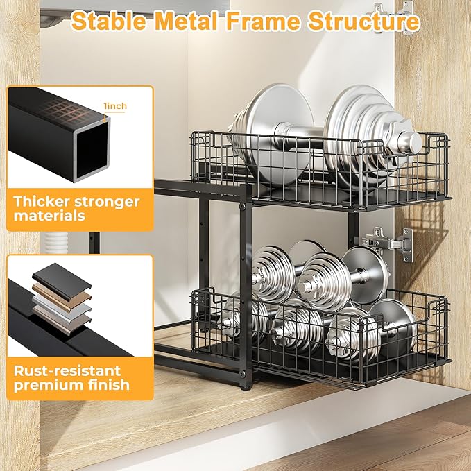 Under Sink Organizer, 2-Tier Pull Out Cabinet Organizer, 1 Pack