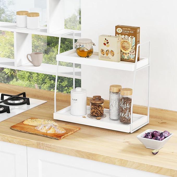 White 2 Tier Bathroom Organizer Countertop