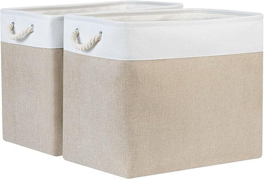 Bidtakay Storage Baskets for Shelves 17x12x15 in Beige Clothes Bins Storage