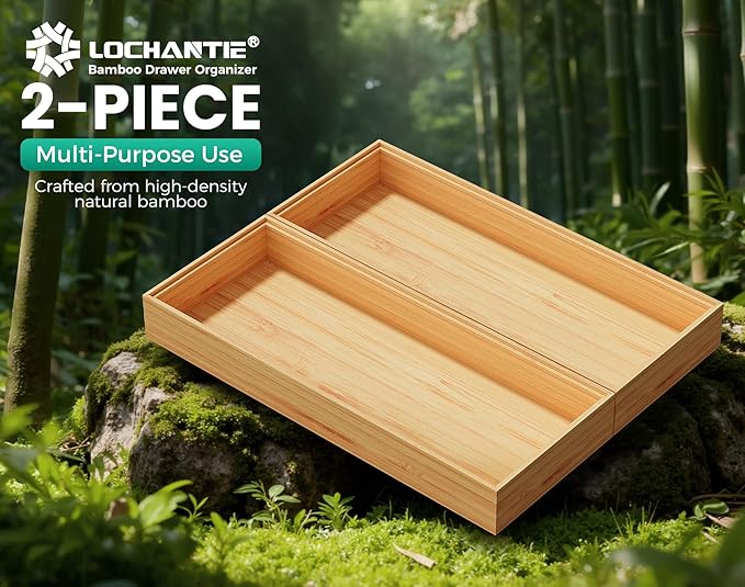 Long Bamboo Kitchen Drawer Organizer Boxes