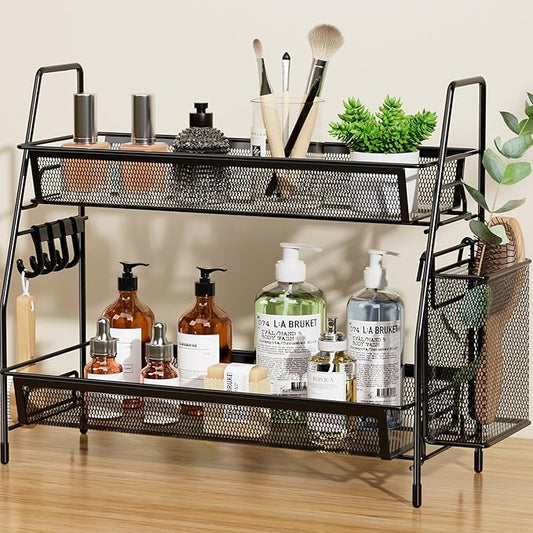 2-Tier Bathroom Organizer Countertop, Black