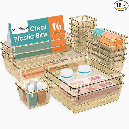 16 PCS Drawer Organizer Set, Champagne