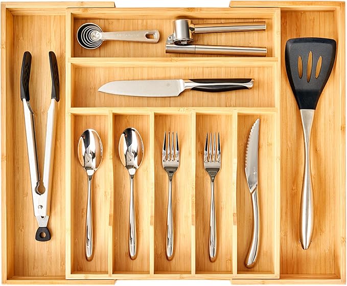 Large Expandable Kitchen Silverware Utensils Drawer Organizer