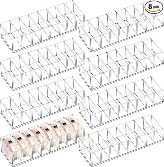 8 Pcs Acrylic Makeup Compact Organizer Detachable 8 Spaces Clear Vanity Drawer