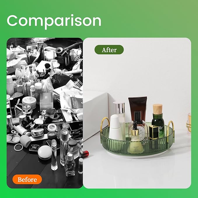 Rotating Makeup Organizer for Vanity, Green