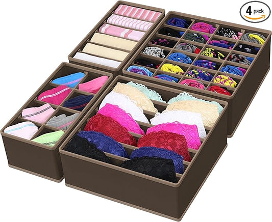 Simple Houseware 4-Pack Drawer Organizer Set, Brown