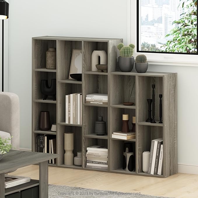 Furinno LUDER Book Shelf, 5-Cube Bookshelf, Reversible Bookcase, French Oak