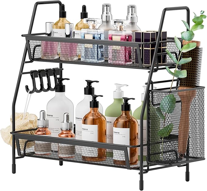 2-Tier Bathroom Organizer Countertop, Small Black
