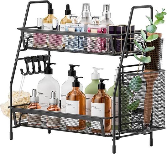 2-Tier Bathroom Organizer Countertop, Small Black