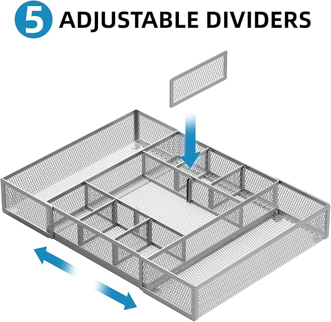 Expandable Desk Drawer Organizer, Expandable-Silver