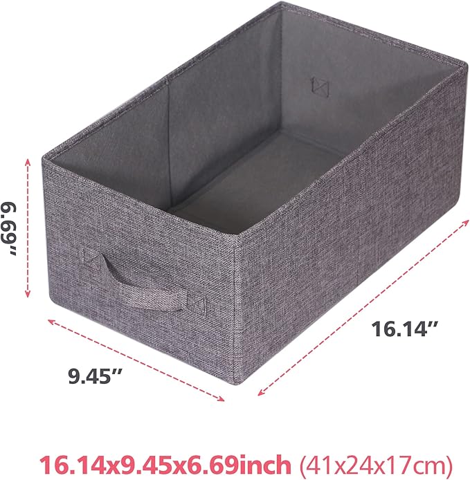 TENABORT Set of 3 Closet Organizer Bins with Handle, Fabric Foldable Storage Baskets Cloth Box Containers for Shelves Home Office Clothes Clothing Large