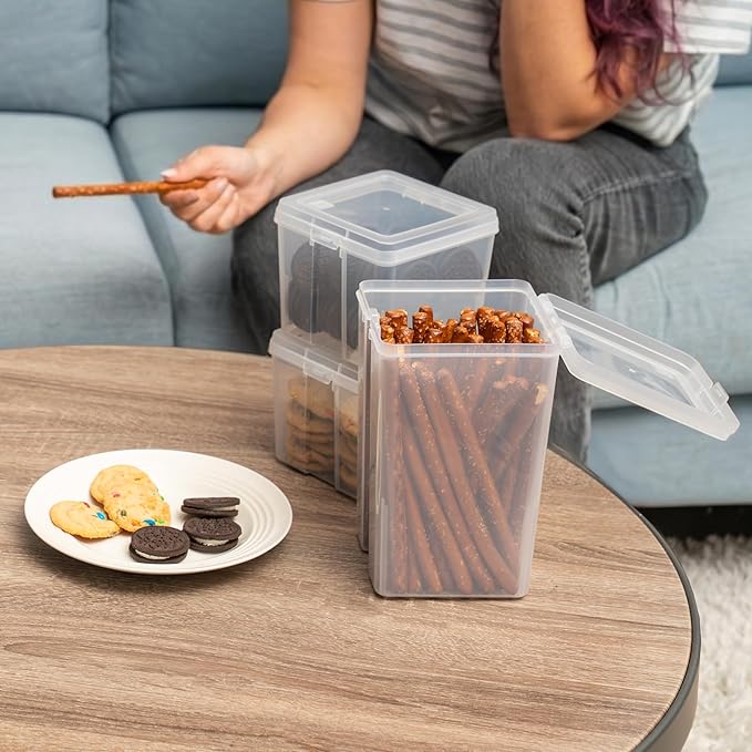 IRIS USA Food Storage Containers with Flip-Top Lid, 8 Pack Combo Set, Clear Stackable Food Containers for Kitchen & Pantry Organization, BPA-Free, Food Grade Plastic For Flour, Sugar, Dry Food, Grain