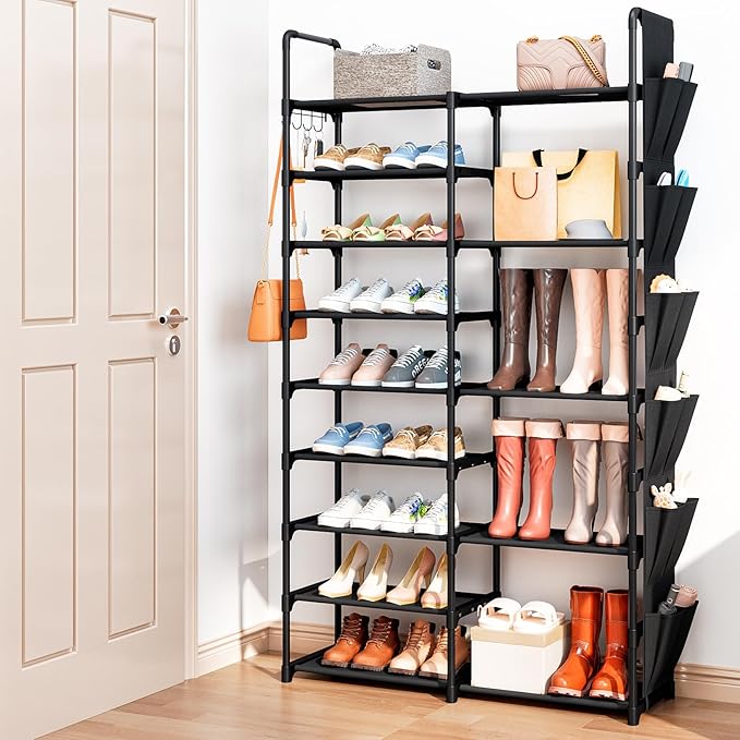 Shoe Rack Organizer with Hook and Side Pocket