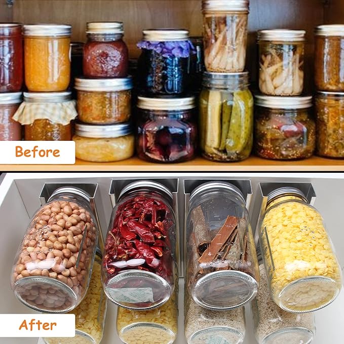 Mason Jar Organizer, Mason Jars Rack for Food Storage