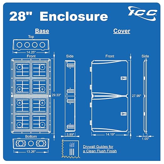 ICC 28” Plastic Structured Wiring Enclosure with Cover, Includes 3 Connectivity Modules (CAT6 8-Port PoE++ Module, 1x8 Bridged Telephone RJ31X Module, 1x6 Video Module), UL Listed, TAA Compliant