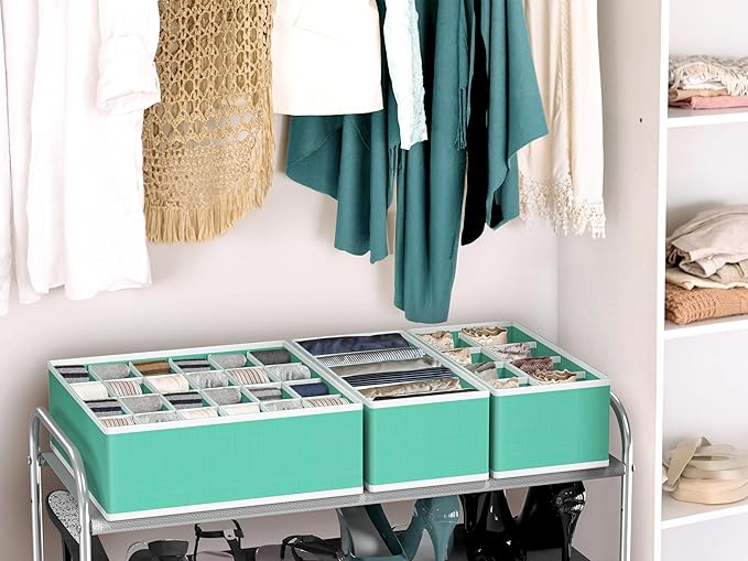 Simple Houseware 4-Pack Drawer Organizer Set, Turquoise
