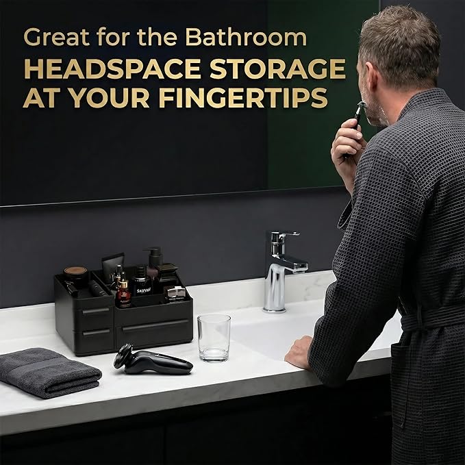 Mens Bathroom Organizer for Cologne, Perfume Stand with Drawers