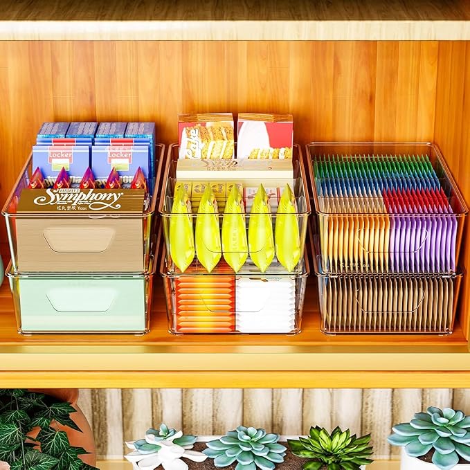 Stackable 8 Pack Snack Organizer for Pantry Shelf,Clear Pantry Organizers and Storage Bins for Fridge,Office,Cupboard,Plastic Pantry Snack Organizer For Breast Milk,Tea Bag,Food Storage Containers
