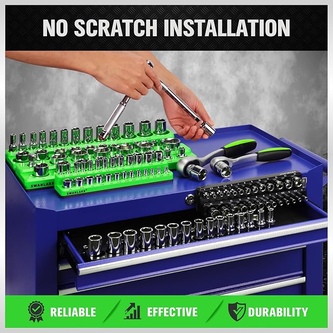 Magnetic Socket Organizer Holder Tool, 8PCS Set includes 2PCS 1/4", 4PCS 3/8"