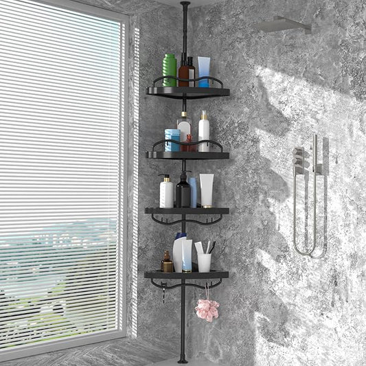 Black Corner Shower Caddy Tension Pole