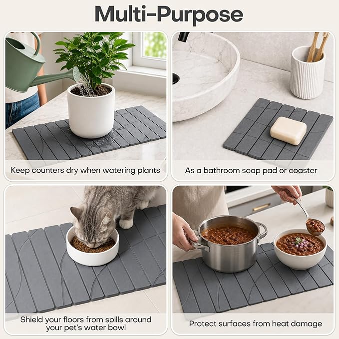 Extra Large Stone Dish Drying Mat for Kitchen Counter, Quick Dry Stone Dish Mats