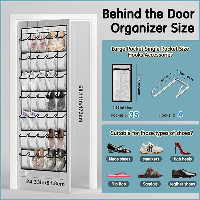 Kotkn 35 Compartment Over The Door Storage, White