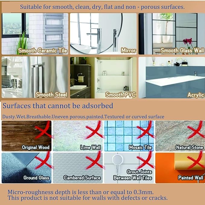 No-Drill Wall Mount Storage Box with Wave-Grip Suction Cups, Large Capacity & Heavy Duty for Bathroom Sink, Organize Cosmetics and Toiletries.（Large Size）