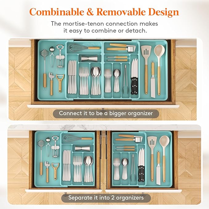 Silverware Drawer Organizer, Turquoise