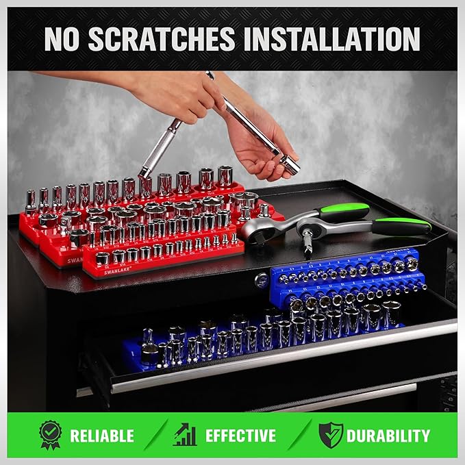 Magnetic Socket Organizer Set, 6PCS Socket Holder, 1/4", 3/8"