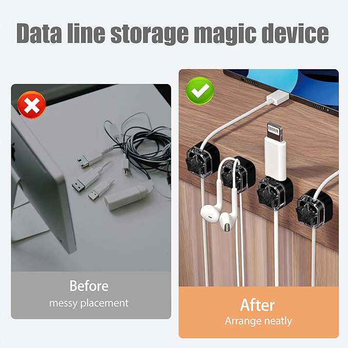9Pack Magnetic Cable Clips for Nightstand, Adhesive Night-Glowing Cord Holder Organizer for Office Home Desk Wall Car (Black,Star)