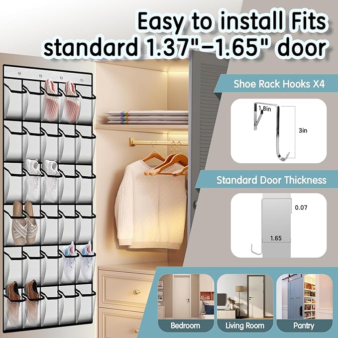 Kotkn 30 Compartment Breathable Mesh Pocket Over the Door Hanging Over the door