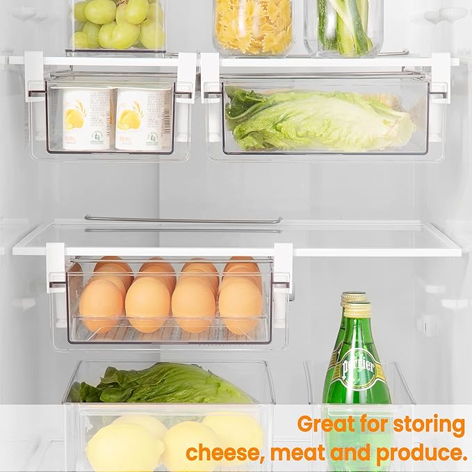 Fridge Organizer Drawer, Clear Plastic Fridge Organizer Bins