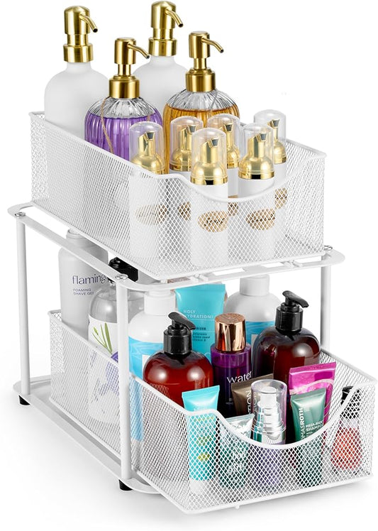 2 Tier Under Sink Bathroom Organizers and Storage